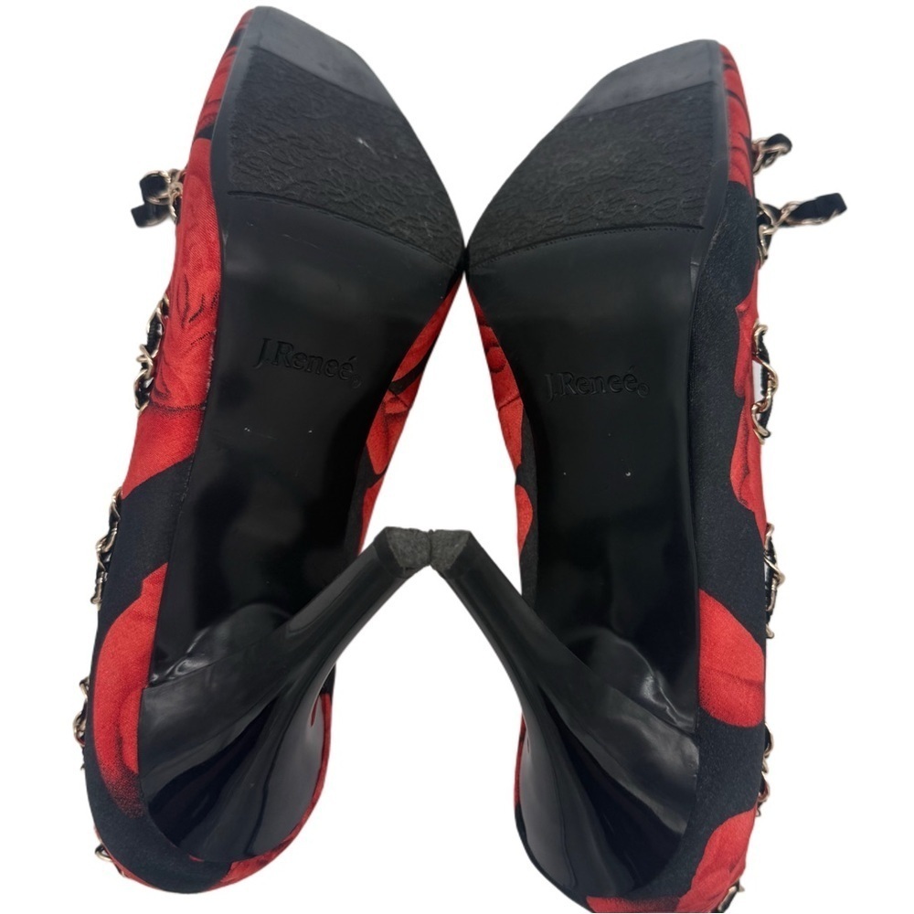 J.Renee Red Rose Vampy Romantic Grunge Stiletto Satin High Heels Size 8.5 - Picture 8 of 10